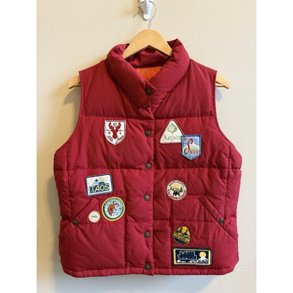Ralph Lauren Red Quilted Patch Vest